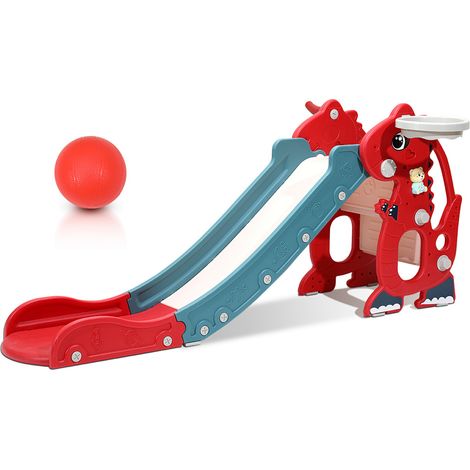 Swanew – Toboggan pour enfants 4 en 1 – Panier de basket et anneau de lancer – Sûr en PEHD écologique – Dimensions 145 x 38 x 67 cm (1/5)