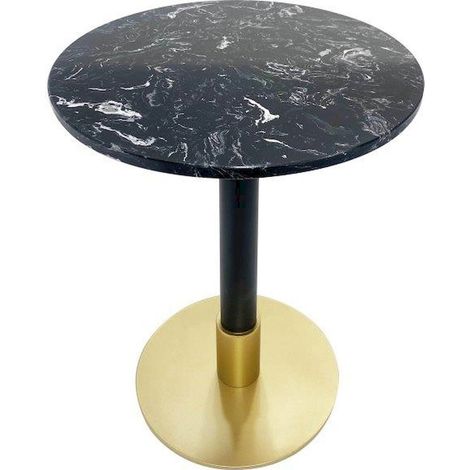 Bout de canapé marbre noir élégance intemporelle - Noir marbré avec touche dorée
