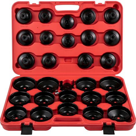 VEVOR Set di Chiavi a Tazza per Filtro Olio 30 Pezzi Set di Chiavi per Filtro Olio in Acciaio Testa 3/8 Pollici, Set Chiavi per Filtro Olio Auto Rimozione Filtro Olio 30 Pezzi in Valigetta Portatile