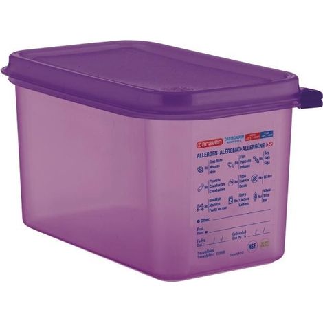 Bac Hermétique Violet Anti Allergénique 4,3 L GN 1/4 - Araven (1/3)