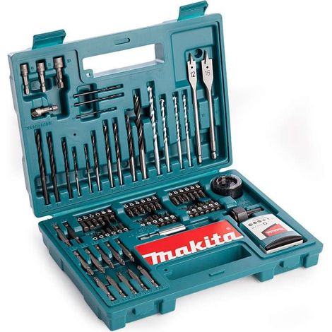 Makita 100 Piece Drill Bit Holesaw Masonry HSS Drill Socket Flat Bit Set + Case