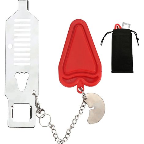 Pince-porte portable anti-effraction, butée de porte rouge double usage domestique, verrou de sécurité sans perçage, modèle première génération petite bouche (1/3)