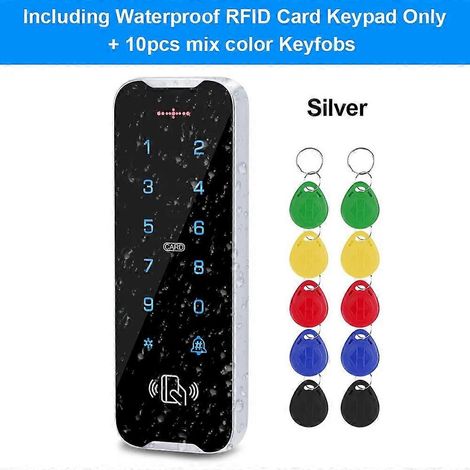 Clavier de contrôle d'accès RFID étanche IP68, boîtier métallique, lecteur de cartes RFID tactile pour serrure de porte extérieure S50 argent (1/5)