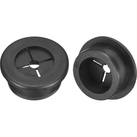 2 Pcs Passe-Câble pour Cordon, 25mm Passe-Câble de Bureau en Caoutchouc Flexible Grommets de Fil Cache-Trou pour Bureau Organisateur de Câbles d'Ordinateur, Noir (1/5)
