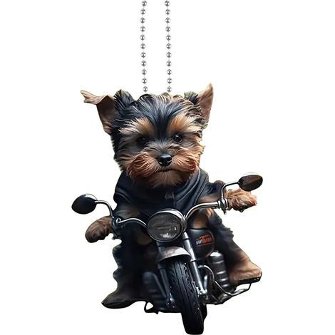 Pendentif Rétroviseur Moto Chien - Décoration Intérieure Voiture - Ornement Accroche Auto - Acrylique - Lot de 1