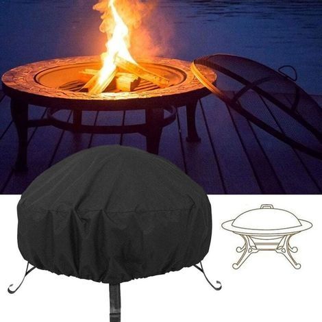 Housse de protection pour brasero rond étancheProtection UVNoirPour l'extérieurBarbecueProtection contre la poussière-86X36CM