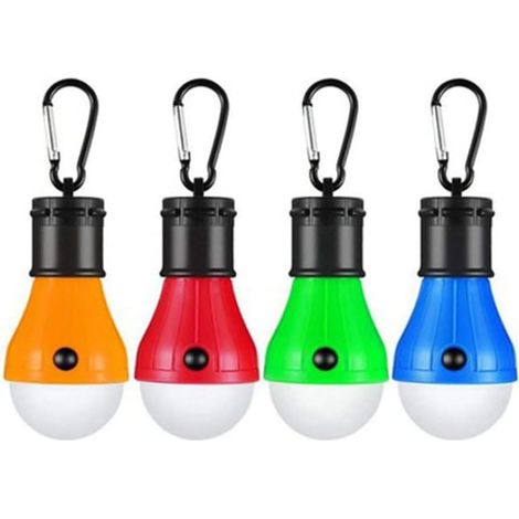 Lumières de camping,lumières de tente à LED,lampe de tente, ampoule étanche de secours portable Lanterne de camping avec boucles de mousqueton pour camping randonnée pêche, 4pcs, non batterie (1/5)