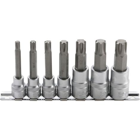 Jeu de douilles à embouts 10 mm (3/8") / 12,5 mm (1/2") Profil cannelé (pour Ribe) M6 - M14 7 pièces BGS
