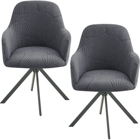 Set mit 2 Stuhlhussen mit elastischen Armlehnen, waschbar und abnehmbar, Jacquard-Esszimmerstuhlhussen, rutschfeste elastische Stuhlhussen für Küche, Wohnzimmer, Büro, Restaurant (1/5)