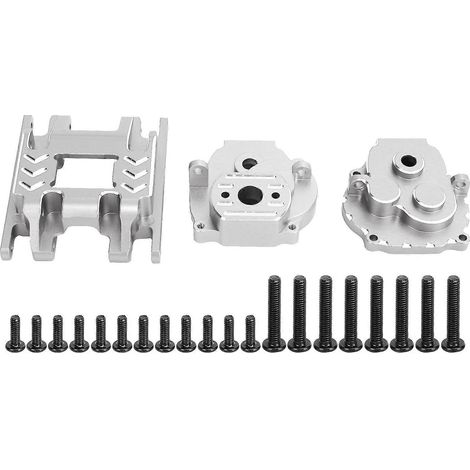 Carter et embase de boîte de vitesses en alliage d'aluminium à faible bruit pour Traxxas TRX4M 1/18 argent (1/5)