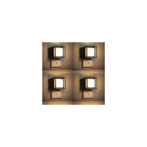 Veilleuses LED, veilleuses murales [lot de 4], avec capteur crépusculaire, veilleuses à intensité variable, luminosité réglable, convient aux salles de bains, couloirs, chambres, chambres d'enfants, e