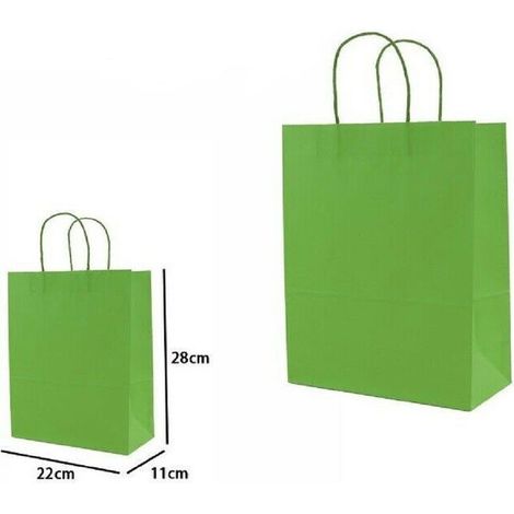 Trade Shop - SET MIT 4 UMSCHLÄGEN GESCHENKTÜTEN PAPIERTÜTEN GRÜNE FARBE 28X22X11CM 68454 -