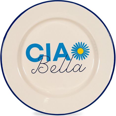 WD LifeStyle Piatto in Latta Smaltata D 25 Cm Scritta "Ciao Bella"