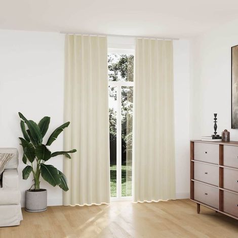 134518  Blackout Curtains 2 pcs with Hooks Velvet Cream 140x245 cm vidaXL (1/5)