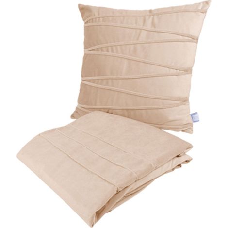 Ensemble Coussin & Plaid "Paulina" 130x170cm Champagne (1/5)