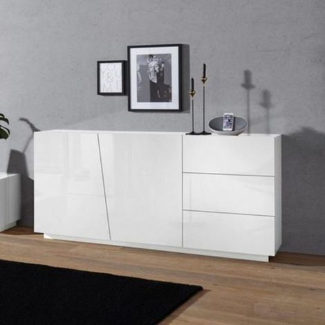 Madia 2 ante e 3 cassetti linea Virgola finitura Bianco Lucido (1/4)
