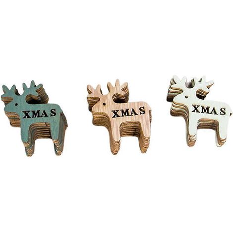 24 pendentifs de Noël en bois creux en forme de faon, à suspendre au mur, décorations pour sapin de Noël, cadeaux et accessoires de décoration (faon)-4.54CM (1/2)