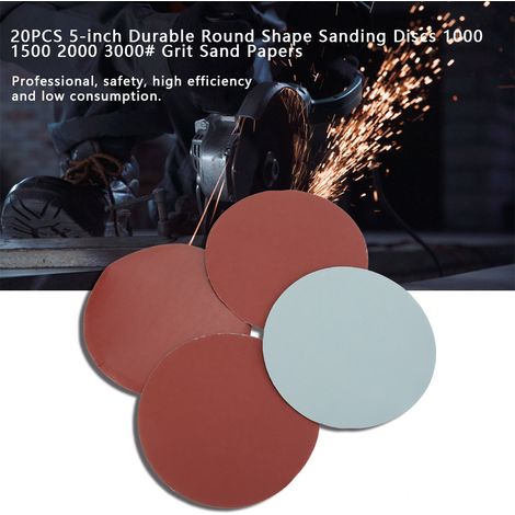 20 disques de ponçage ronds et résistants de 12,7 cm (5 pouces), grains 1000, 1500, 2000 et 3000. (1/5)