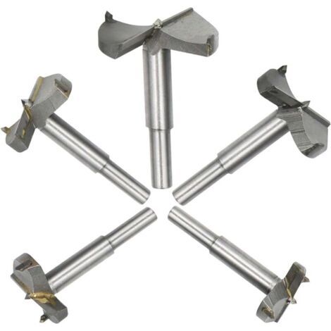 5pcs Meche a Bois Forstner, Diametre 35/40/45/50/60mm, Foret Fraise Carbure Pour Faconner Trou Travail du Bois, L'installation de Portes Sphériques Bois, Tiroirs, Plastique, Contreplaqué (1/3)