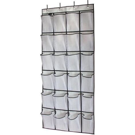 Rangement Chaussure à Suspendre sur la Porte, 24 Poches Stockage de Chaussures en Filet Sur la Porte, Organisateur de Chaussures, Sac de Rangement Suspendu Aux Placards pour Chaussures Baskets-Muntra