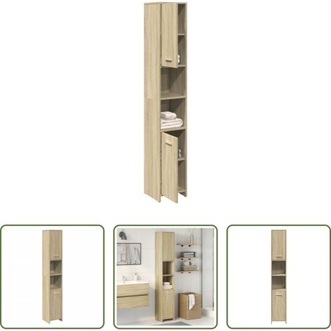 vidaXL Sonoma-Eiche -  Badezimmerschrank Sonoma-Eiche 30x30x183,5 cm Holzwerkstoff