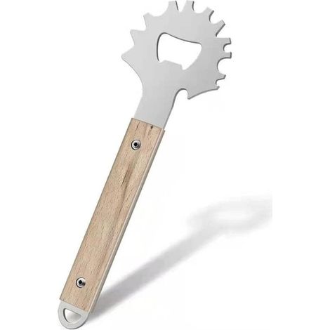 Grattoir pour gril de barbecue - Grattoir en acier inoxydable avec tire-bouchon Manche en bois Accessoire de nettoyage pour barbecue S'adapte à la plupart des grilles de gril (1/5)