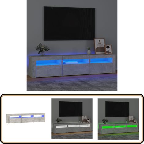 Meuble TV avec lumières LED Gris béton 180x35x40 cm - Meubles Tv - Meuble Tv - Télévision - Luminaire Led - Éclairage Rgb (1/5)