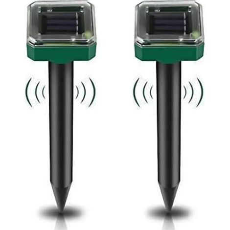 Set mit 2 solarbetriebenen Maulwurfsabwehrgeräten für Gärten, wasserdicht (IP65) und wirksam gegen Wühlmäuse, Taschenratten und Schlangen. Hochwirksames Tierabwehrmittel für Rasenflächen, Gärten und H