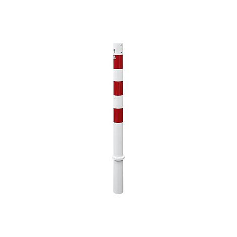 Poste barrera  Ø 76 mm  blanco y rojo  extraíble con cilindro