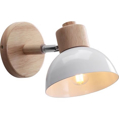 Applique murale rétro moderne 15CM en bois et métal – Angle réglable – Pour espaces confinés – E27 jusqu'à 40W – (1/5)