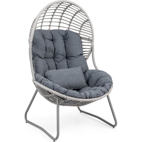 COSTWAY Poltrona Conchiglia Sedia Interno Esterno Relax Lounge Lettura Ergonomico Comoda Cuscino Imbottito Morbido Rimovibile Camera Letto Soggiorno Balcone G (1/5)