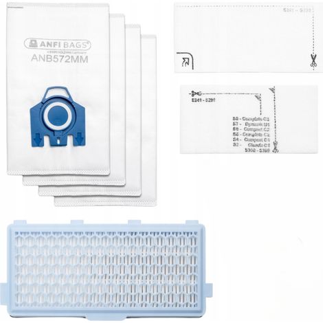 Kohlefilter für Miele C3 C2 Staubsauger, 4 Synthetikbeutel, 2 Filter (1/5)