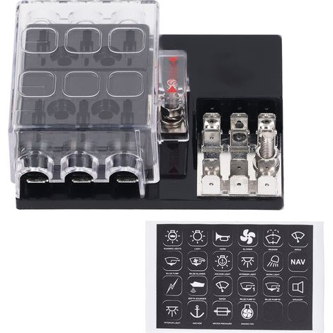 Boîte à fusibles à lame 6 voies ATC ATO, panneau de bloc étanche avec Bus négatif 12-36VDC pour voiture RV remorque camion Van