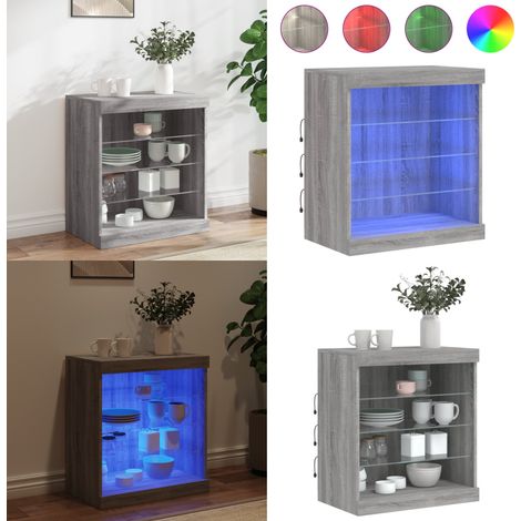 Sideboard mit LED-Leuchten Grau Sonoma 60,5x37x67 cm - Sideboard - Wohnzimmermöbel - TV-Schreibtisch - Regal - Grau - Home & Living (1/5)