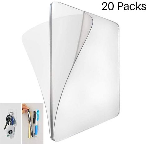 20 pièces supports adhésifs transparents pour téléphone, clés, tableau de bord voiture - gel double face mural multi-usages (1/5)