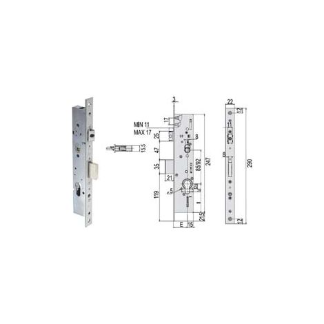 SERRATURA TRIPLICE INFILARE MONTANTI CON QUADRO E SCR. MULTITOP 49225  mm.25 (4922525000RC)    CISA