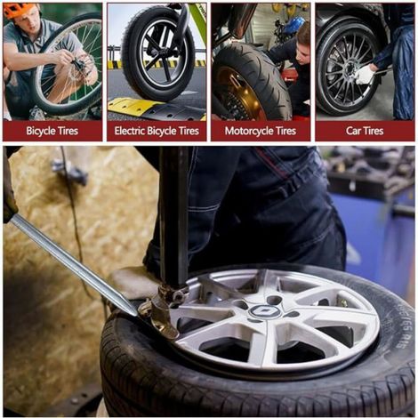 3 Pièces Demonte Pneu Moto, 30 cm Demonte Pneu Manuel avec 3 Protection de Jante, Outils de Réparation Levier Démonte- DEMONTE-PNEU (1/5)