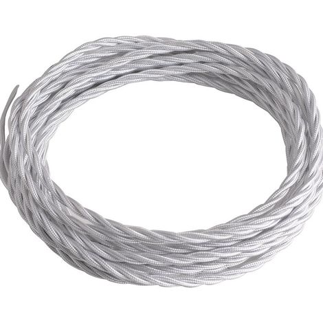 Cavo elettrico CLAY trecciato con rivestimento tessile bianco