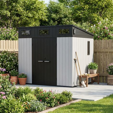 Abri Jardin Résine Gris 6m2 Toit Incliné Plancher Jôbu DOCKER