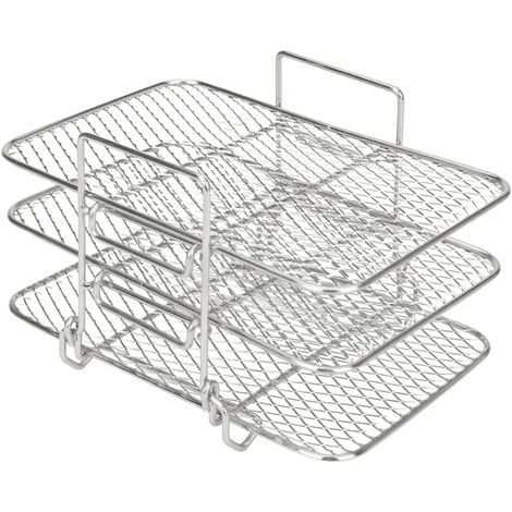 Support empilable à 3 couches en acier inoxydable 304 pour friteuse Ninja Dual Air Fryer – Compatible avec modèles DZ201 DZ401 AF300UK AF400UK