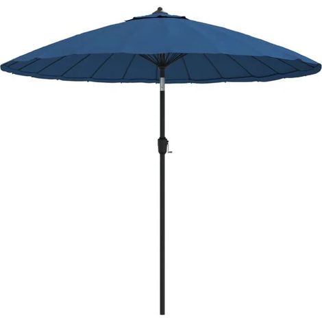 Parasol d'extérieur avec mât en aluminium 500 cm bleu azuré