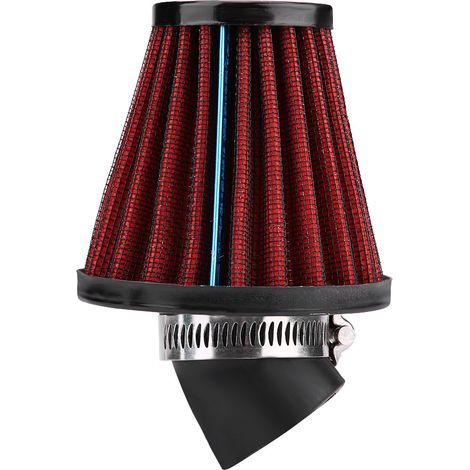 Motorrad-Luftfilter, 45° abgewinkelt, Universalfilter, 35 mm/1,4 Zoll, rot
