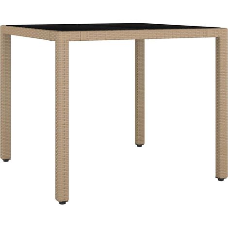 Maison Exclusive - Gartentisch mit Glasplatte Beige Poly Rattan &