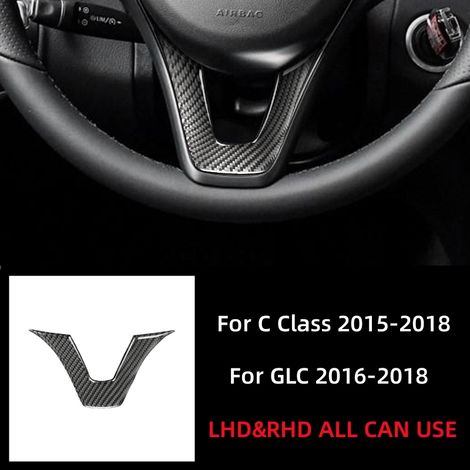 (noir) Compatible avec Mercedes-Benz Classe W205 C GLC - Garniture décorative intérieure en fibre de carbone pour volant - Accessoires auto (1/5)