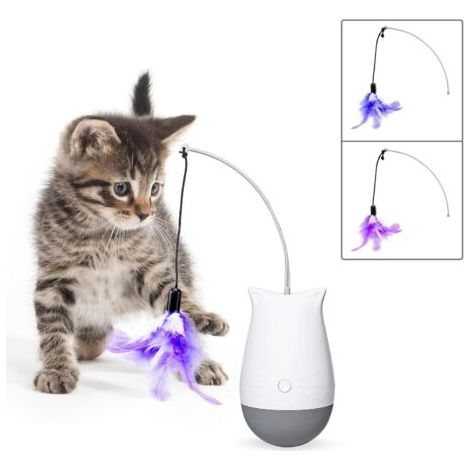 Jouets interactifs pour chat, jouet oscillant pour chat avec 2 modes, jouets en plumes pour chat avec batterie, jouets automatiques pour chaton d\'intérieur (1/4)