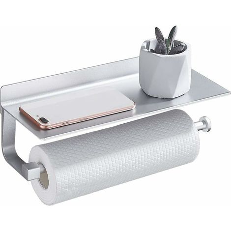 royaluxe - Dérouleur Essuie Tout Supports pour Papier Essuie-Tout Accessoire Cuisine Mural Distributeurs 33cm, Aluminium, Finition Mat, Porte-Papier de Cuisine Argent HA (1/5)