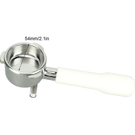Ortviai Portafiltre café 54 mm double flux pour Breville 870/880, en acier inoxydable blanc, compatible C2 (1/4)