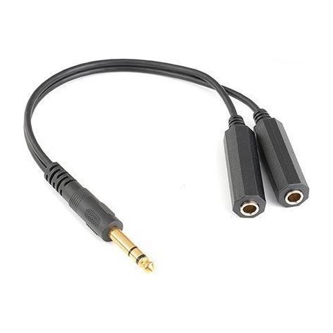 Gold-plated 6.5mm male to 6.35mm female splitter cable with two male and two female connectors, tinned copper conductors and large three-conductor audio output. (1/5)