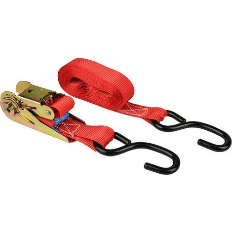Las 2 pièces Sangle à cliquet avec Crochets en S (L x P) 5 m x 25 mm, 50 daN (1/3)