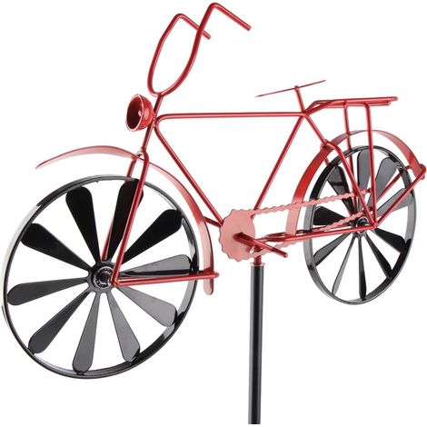 Mulino a vento per bicicletta, mulino a vento vintage per bicicletta, decorazione rotante in metallo e ferro per esterni, cortile, giardino, prato, con design artigianale (1/5)